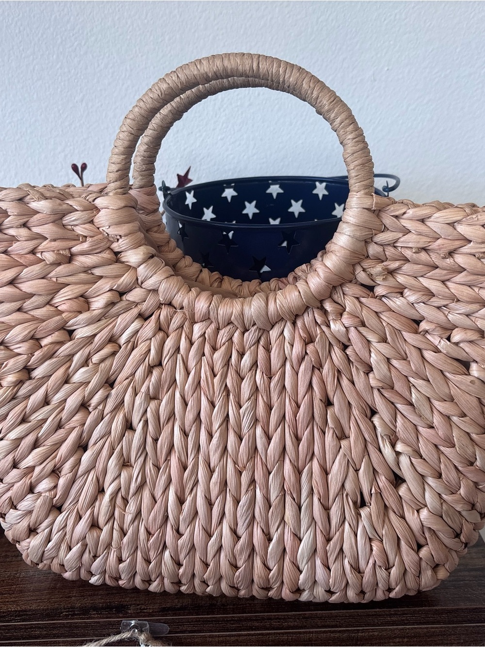 Woven Straw Tote Bag in Light Tan - Casual Summer Handbag